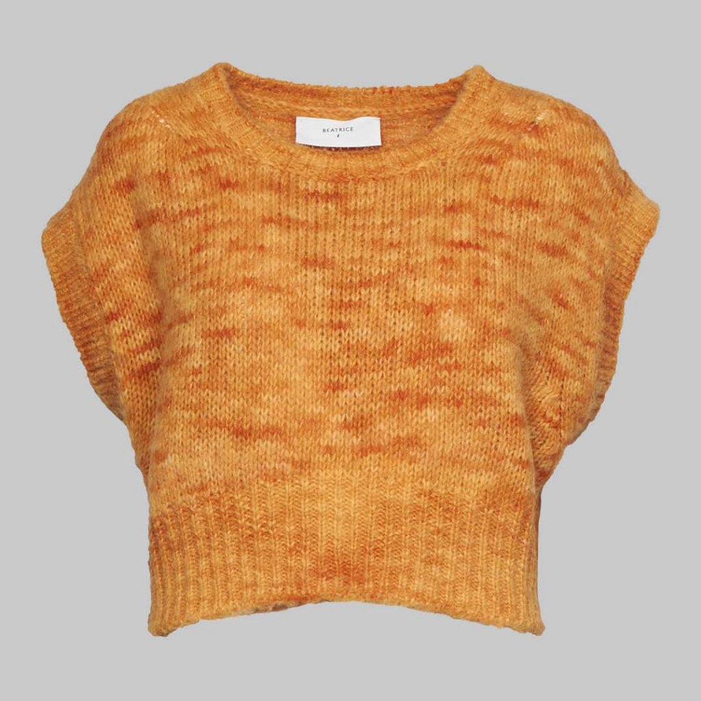 Knitted Alpaca And Wool Vest In Orange - Beatrice .B